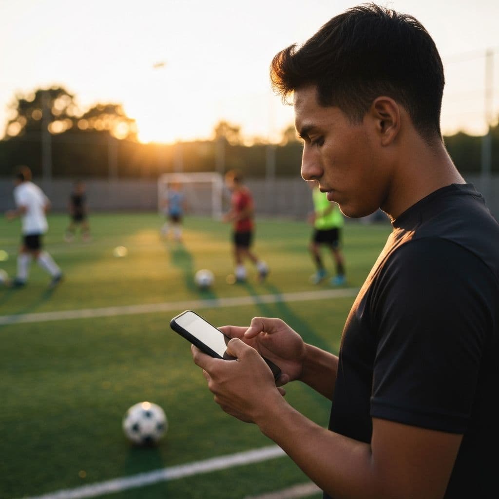Organizador de reta de fútbol dando la bienvenida a los jugadores